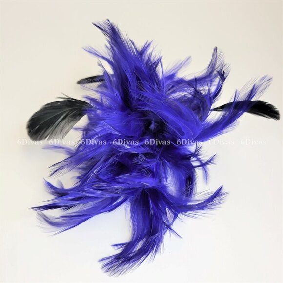 Royal Blue Feathers Fascinator With Hair Clip - Picture 4 of 8